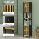 HOMCOM Tall Bathroom Cabinet Bamboo Bathroom Cupboard With Adjustable Shelves