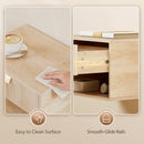 HOMCOM Floating Bedside Tables Set of 2 with Fluted Drawer Open Shelf Oak
