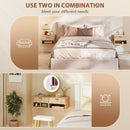 HOMCOM Floating Bedside Tables Set of 2 with Fluted Drawer Open Shelf Oak