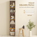 HOMCOM 182 cm Tall Bathroom Cabinet with Adjustable Shelves, Natural