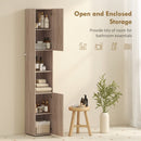 HOMCOM 182 cm Tall Bathroom Cabinet with Adjustable Shelves, Natural