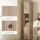 HOMCOM 182 cm Tall Bathroom Cabinet with Adjustable Shelves, Natural