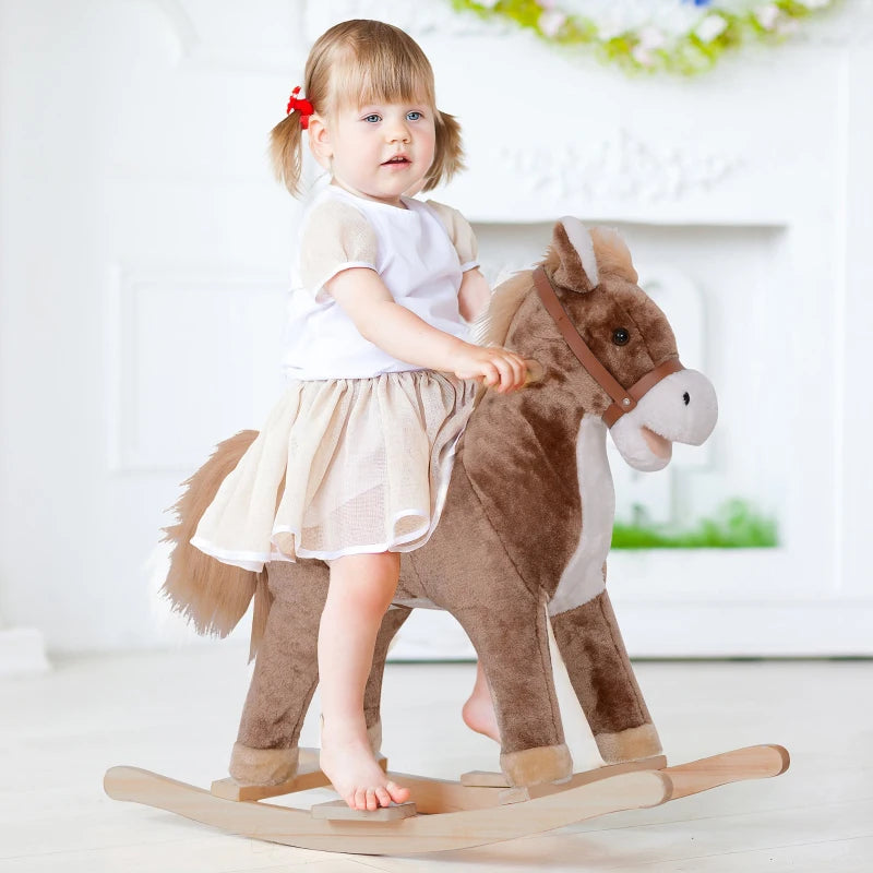 HOMCOM Children's Rocking Horse - Brown and White