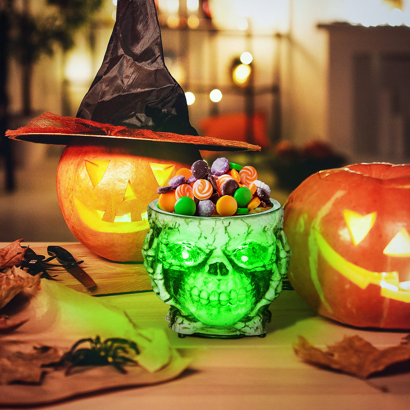 HOMCOM Skeleton Candy Bowl Outdoor Halloween Decoration for Party
