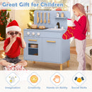 Toddler Pretend Play Kitchen with Light up Stove and Cooking Sounds-Blue