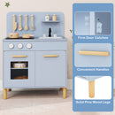 Toddler Pretend Play Kitchen with Light up Stove and Cooking Sounds-Blue