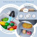 Toddler Pretend Play Kitchen with Light up Stove and Cooking Sounds-Blue