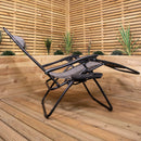 Set of 2 Multi Position Zero Gravity Relaxer Chair Sun Lounger in Mixed Grey