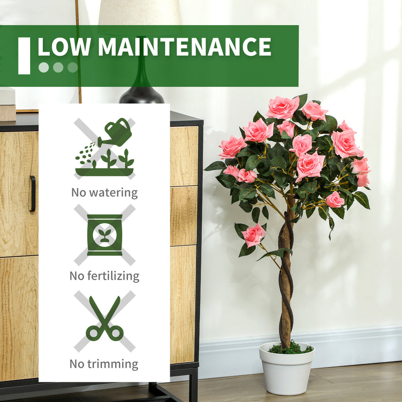 Outsunny Set of 2 90cm Artificial Rose Tree, Fake Decorative Plant