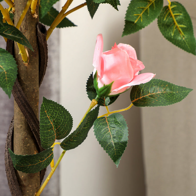 Outsunny Set of 2 90cm Artificial Rose Tree, Fake Decorative Plant