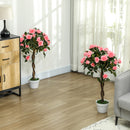 Outsunny Set Of 2 90cm Artificial Rose Tree, Fake Decorative Plant