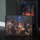 40 x 30cm Battery Operated Light up Fibre Optic Nativity Scene Canvas Wall Art
