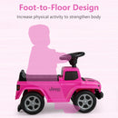 Licensed Jeep Ride On Push Car with Steering Wheel and Engine Sound for Ages 18-36 Months-Pink