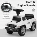 Licensed Jeep Ride On Push Car with Steering Wheel and Engine Sound for Ages 18-36 Months-White