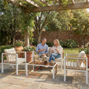 Outsunny 4 Seater Rattan Garden Furniture Set With Metal Frame, Cream White