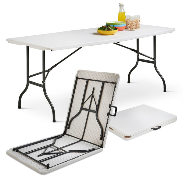 Silver Stone Folding Camping Trestle Table 6ft 180 x 75 x 73cm Whi