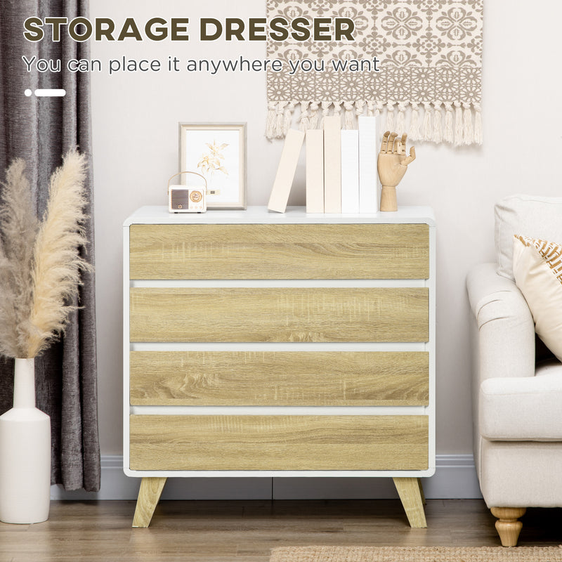 HOMCOM Chest of Drawers, 4 Drawer Storage Cabinet Organiser for Bedroom