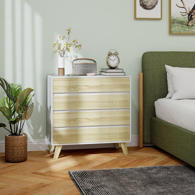 HOMCOM Chest of Drawers, 4 Drawer Storage Cabinet Organiser for Bedroom