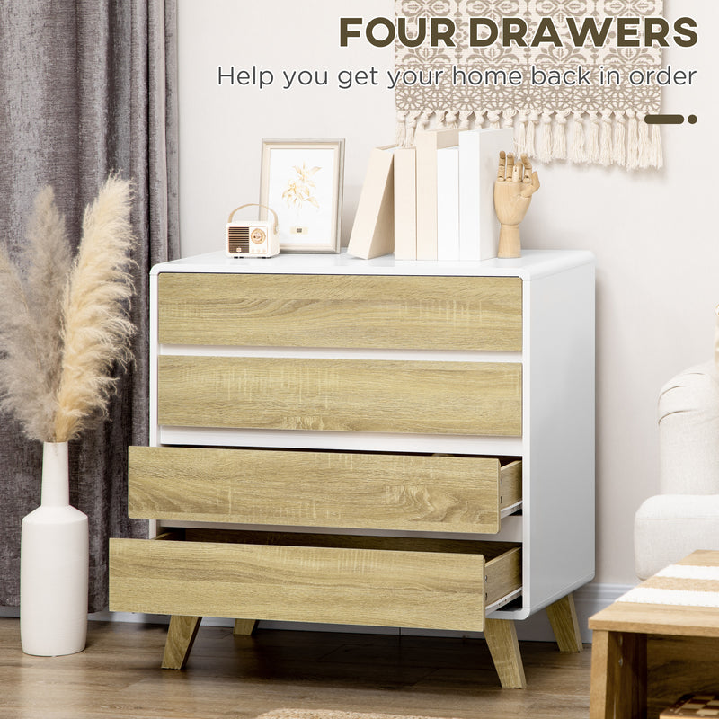 HOMCOM Chest of Drawers, 4 Drawer Storage Cabinet Organiser for Bedroom