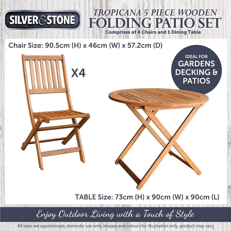 Tropicana 5 Piece Wooden Folding Patio Set