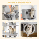PawHut 240-260cm Floor to Ceiling Cat Tree with Scratching Posts - Light Grey