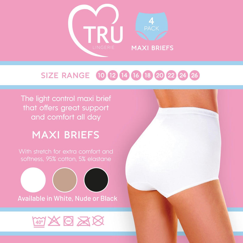 Tru Lingerie Maxi Briefs 4 Pack - Nude