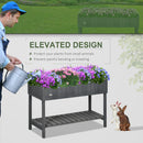 Outsunny Wooden Herb Planter Stand 8 Cubes Bottom Shelf Raised Bed Dark Grey