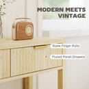 HOMCOM Modern Console Table with Fluted Panel Drawers, Narrow Hallway Table