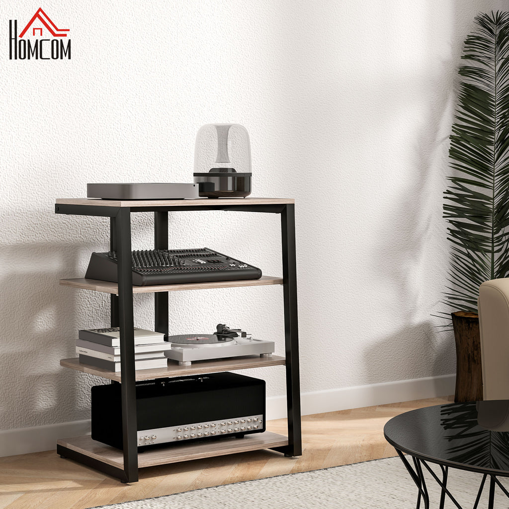 Mp3 Recorder Player Rack HOMCOM HiFi Rack Stand W/ Power Strip Rack 4-Tier Record Player Stand
