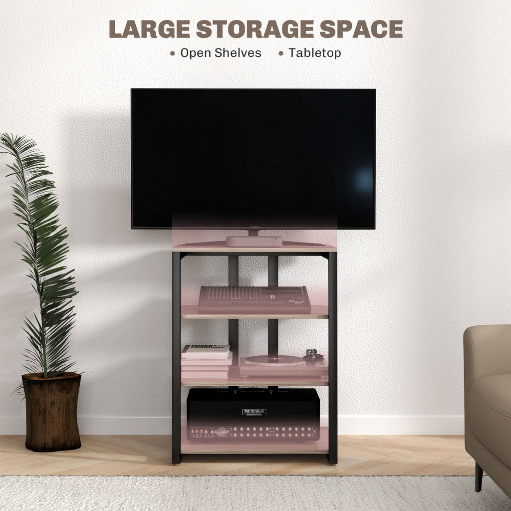 Video Recorder Rack HOMCOM HiFi Rack Stand W/ Power Strip Rack 4-Tier Record Player Stand