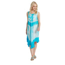 Tie Dye Tunic Dress - Turquoise & White