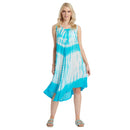 Tie Dye Tunic Dress - Turquoise & White