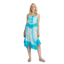 Tie Dye Tunic Dress - Turquoise & White