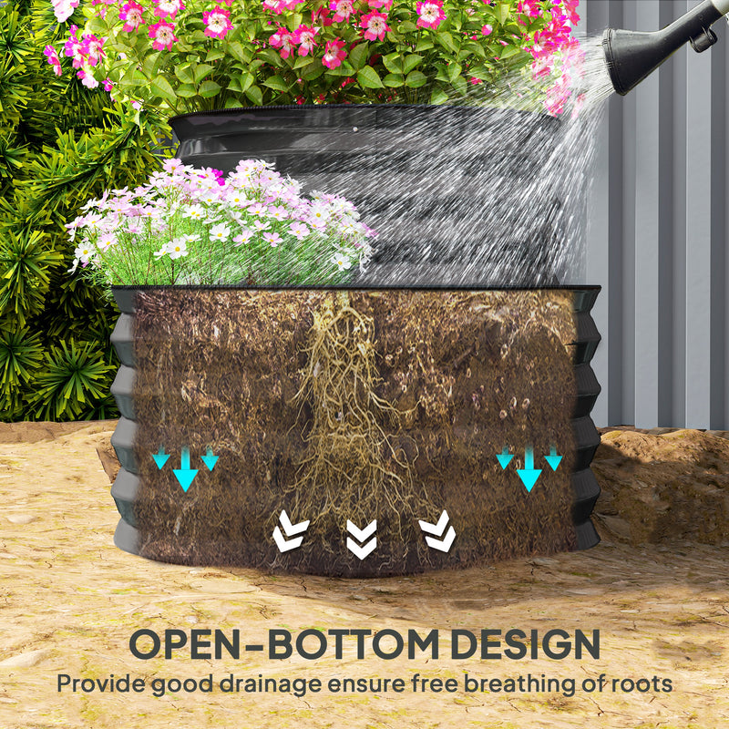 Outsunny 2-Tier Galvanised Raised Garden Bed with Safety Edging