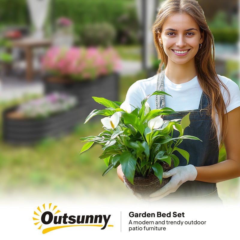 Outsunny 2-Tier Galvanised Raised Garden Bed with Safety Edging