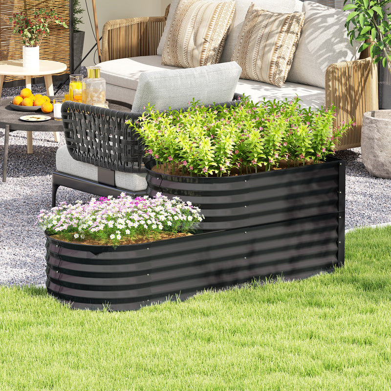 Outsunny 2-Tier Galvanised Raised Garden Bed with Safety Edging