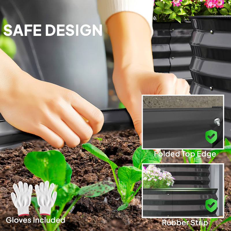 Outsunny 2-Tier Galvanised Raised Garden Bed with Safety Edging