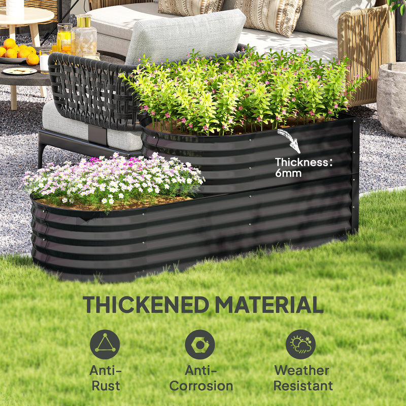 Outsunny 2-Tier Galvanised Raised Garden Bed with Safety Edging