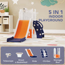 AIYAPLAY 5 In 1 Toddler Slide Set With Basketball Hoop For Age 1-3, Orange