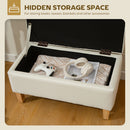 HOMCOM Linen Storage Ottoman Storage Box with Rubberwood Legs