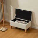 HOMCOM Linen Storage Ottoman Storage Box with Rubberwood Legs