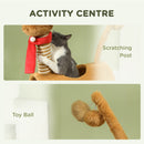 PawHut Cat Tree, 98cm Deer-Designed Cat Tower for Indoor Cats