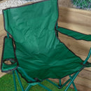 Outdoor Green Folding Camping Chair With Armrests & Cupholder