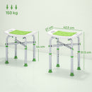 HOMCOM Adjustable Shower Stool with Foot Pads for Elderly Disabled Green