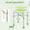 HOMCOM Adjustable Shower Stool with Foot Pads for Elderly Disabled Green