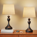 HOMCOM Table Lamps Set Of 2, Modern Bedside Lamps With USB Ports, Black