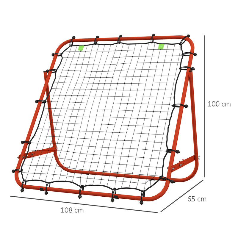 HOMCOM Rebounder Net Kids Adults Football Training Aid Adjustable Red