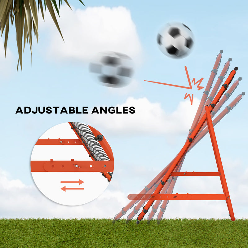 HOMCOM Rebounder Net Kids Adults Football Training Aid Adjustable Red
