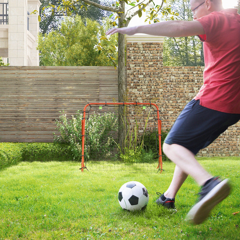HOMCOM Rebounder Net Kids Adults Football Training Aid Adjustable Red