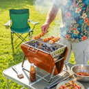Outsunny Charcoal BBQ Grill Portable with Tilting Grate Orange